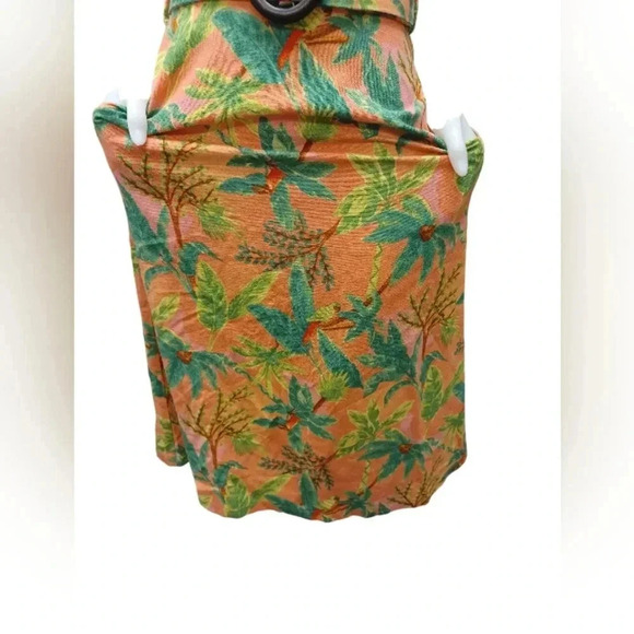 Monteau NWT Midi Coral and Green Sleeveless Linen Blend Dress Size Small - Picture 5 of 10